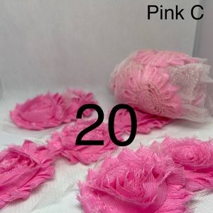 Lot of 20 NEW Pink shabby flowers headbands DIY